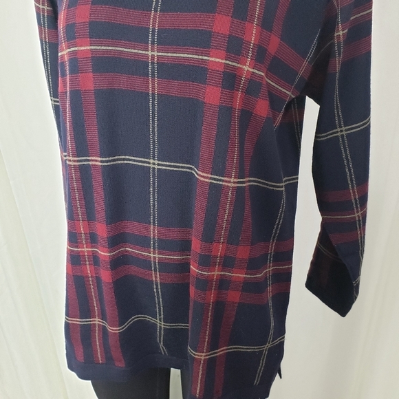 Talbots Petites 100% wool plaid sweater  black red size Petite Small - Picture 3 of 6